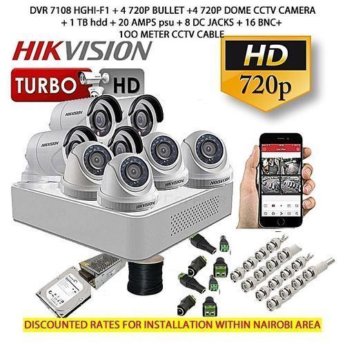 Hikvision 8 CCTV Cameras Kit And DVR With 1 TB Hard Disk,Hdmi