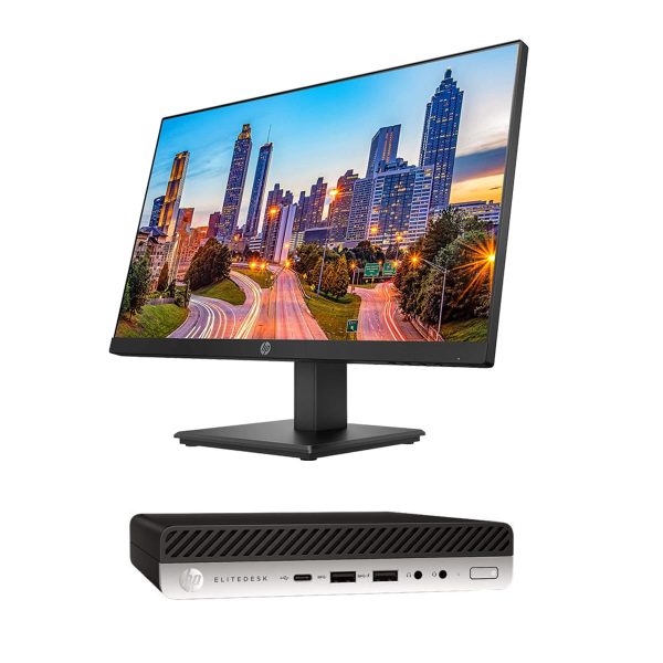 HP ELITEDESK 800 G3 MINI PC CORE I5-7TH GEN 8GB 256GB SSD + HP P224V 24 INCHES IPS MONITOR