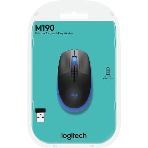  Logitech M190 Wireless Mouse Full Size Comfort Curve Design  1000Dpi Red