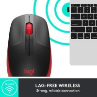 Logitech M190 Wireless Mouse Full Size Comfort Curve Design 1000Dpi Red