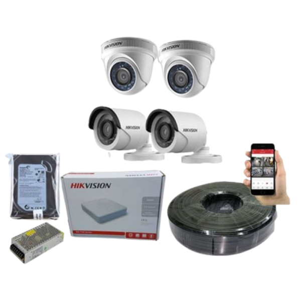 Hikvision 4 Channel 1080P Full HD 2MP CCTV Cameras Complete System Kit