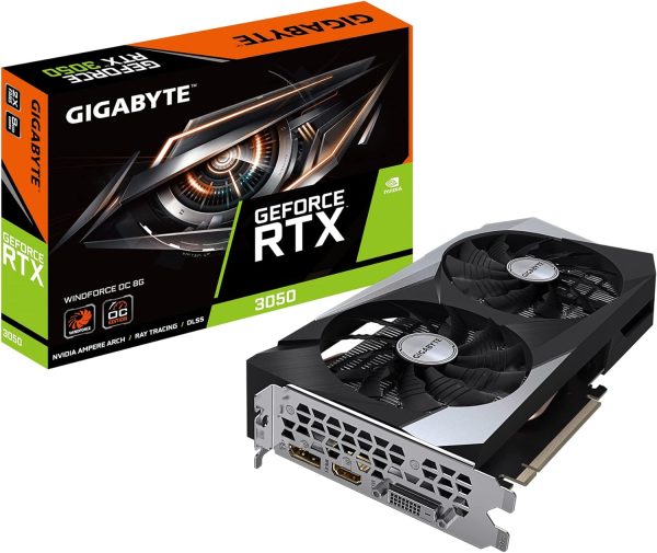 GeForce RTX 3050 WINDFORCE OC 8G Graphics Card, 2X WINDFORCE Fans, 8GB GDDR6 128-bit GDDR6, GV-N3050WF2OC-8GD Video Card