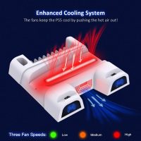 NexiGo PS5 Accessories Cooling Stand with LED Lighting Fans and Dual Controller Charger Station for Playstation 5 