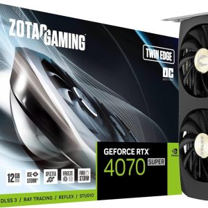 ZOTAC GAMING GeForce RTX 4070 SUPER Twin Edge OC DLSS 3 12GB GDDR6X 192-bit 21 Gbps PCIE 4.0 Compact Gaming Graphics Card, IceStorm 2.0