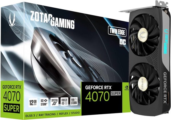 ZOTAC GAMING GeForce RTX 4070 SUPER Twin Edge OC DLSS 3 12GB GDDR6X 192-bit 21 Gbps PCIE 4.0 Compact Gaming Graphics Card, IceStorm 2.0