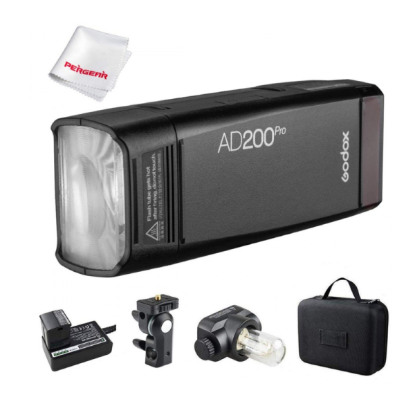 GODOX AD200 Pro AD200Pro 200Ws 2.4G Flash Strobe, 1/8000 HSS, 500 Full Power Flashes, 0.01-1.8s Recycling, 2900mAh Battery, Bare Bulb/Speedlite Fresnel Flash Head Pocket Flash Monolight