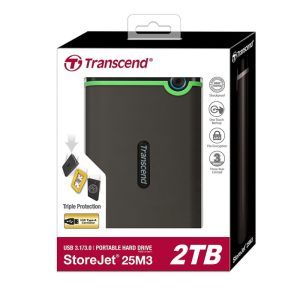 2TB TRANSCEND StoreJet 25M3 USB 3.1 External Hard Drive Grey